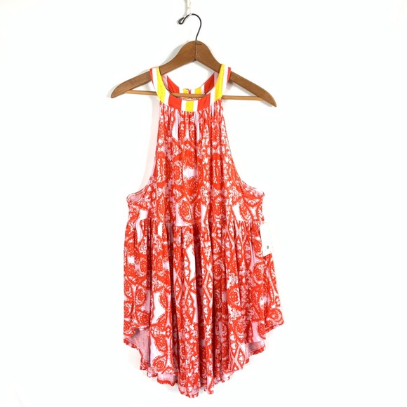 Free People Tops - Free People Mimi Printed High-Low Halter Tunic Top